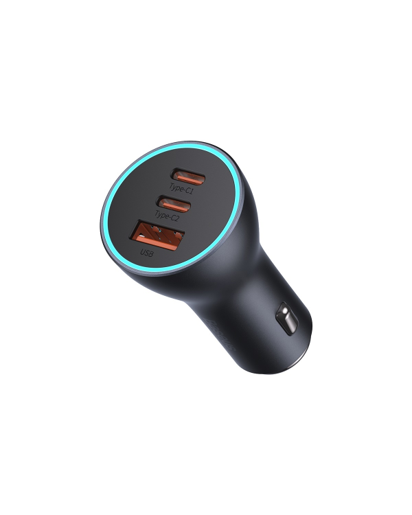 Baseus Golden Contactor Pro car charger, 2x USB-C, 1x USB, 65W (gray)