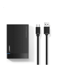 Ugreen external hard drive HDD SSD housing case SATA 2,5'' USB 3.2 Gen 1 (5 Gbps) USB Typ C + cable 0,5 m black (US221 50743)