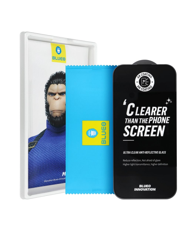 BlueO 5D Mr. Monkey Glass Strong Premium AR защитное стекло для экрана Apple iPhone 16 черное