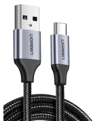 Nickel-plated USB-C cable QC3.0 UGREEN 0.5m with aluminium plug (Black)