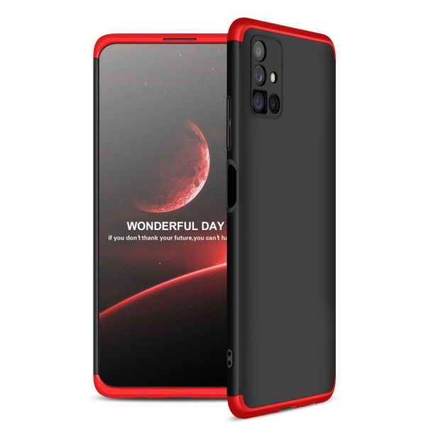 GKK 360 Protection Case Front and Back Case Full Body Cover Samsung Galaxy M51 black-red