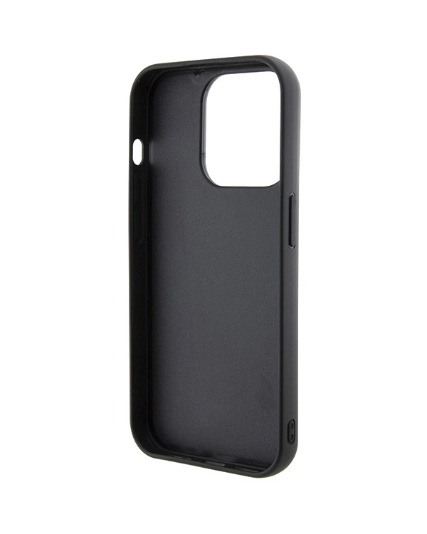 Karl Lagerfeld Gripstand Saffiano Karl&Choupette Pins case for iPhone 15 Pro - black