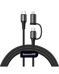 Baseus Twins 2in1 USB Typ C PD - USB Typ C Power Delivery (60W 20V 3A) + Lightning (5V 2A) cable 1m black (CATLYW-01)