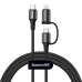 Обложка книги «Baseus Twins 2in1 USB Typ C PD - USB Typ C Power Delivery (60W 20V 3A) + Lightning (5V 2A) cable 1m black (CATLYW-01)»