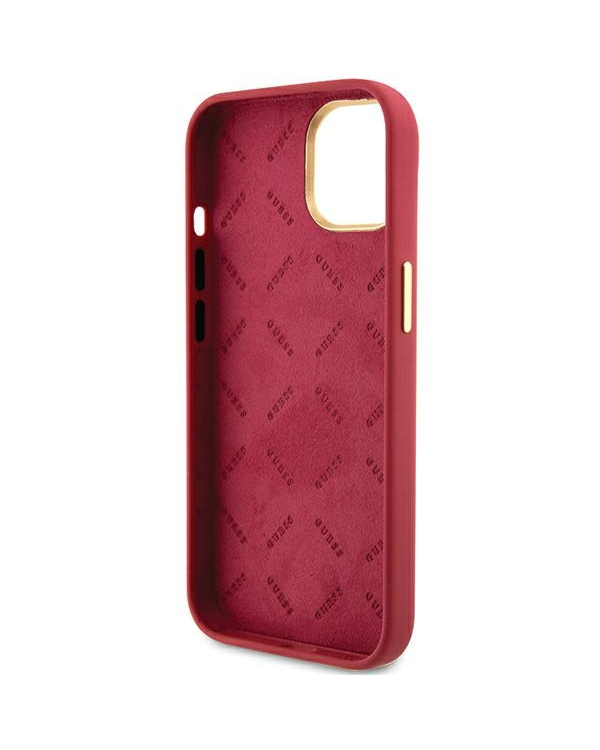 GUHCP15SSMBSLM Guess iPhone 15 6.1" hardcase Silicone Script Metal Logo & Frame magenta