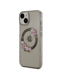 Guess PC|TPU Flowers Ring Glossy Logo MagSafe чехол для iPhone 14 черный
