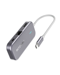 6in1 Blitzwolf adapter BW-TH10 Hub USB-C to 3xUSB 3.0, HDMI, RJ45, AUX, USB-C PD 3.0 100W