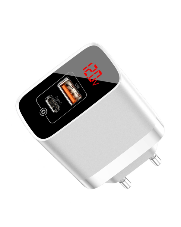 Baseus Mirror Lake CCJMHC-A02 Сетевое зарядное устройство USB-C / USB / 18W / 3A / Quick Charge 3.0 / Белое