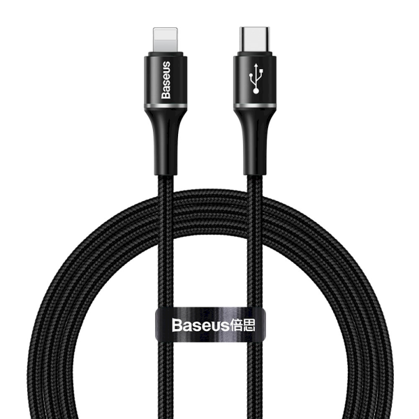 Baseus HALO USB-C -> Lightning Провод для Зарядки 18W / PD / LED / 100 cm Черный