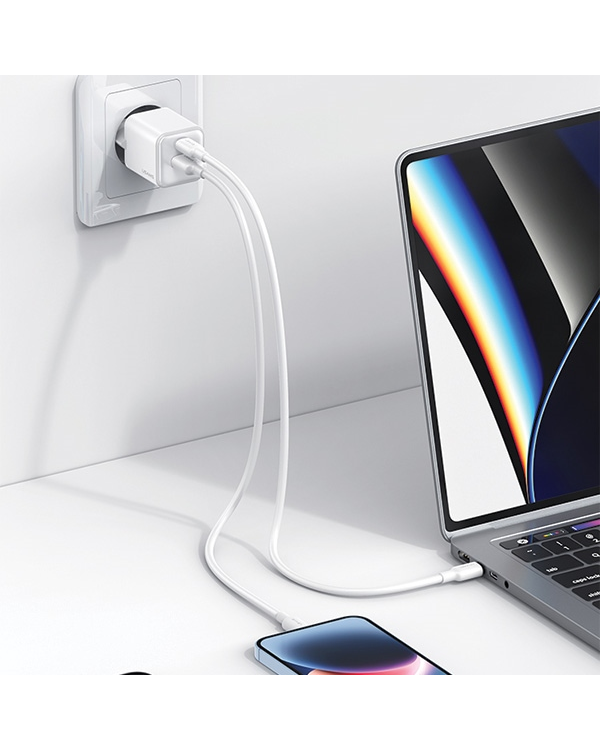 Дополнительное изображение книги «USAMS Ład. siec. 1xUSB+1xUSB-C PD30W 3A (only head) PD3.0 Fast Charging czarny|black X-ron Series CC189TC01 (US-CC189)»