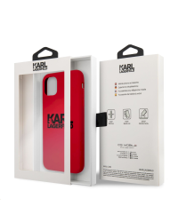 KLHCN61SLKLRE Karl Lagerfeld Stack Black Logo Silicone Case for iPhone 11 Red