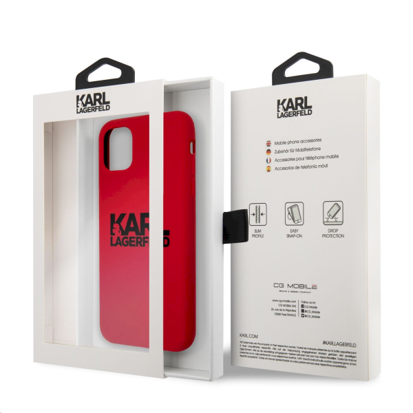 Обложка книги «KLHCN61SLKLRE Karl Lagerfeld Stack Black Logo Silicone Case for iPhone 11 Red»