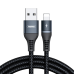 Remax Durable Nylon Braided Wire USB - Lightning cable with LED light 2,4 A 1 m black (RC-152i black)