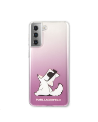 KLHCS21MCFNRCPI Karl Lagerfeld PC/TPU Choupette Eats Cover for Samsung Galaxy S21+ Gradient Pink
