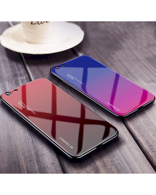 Fusion Gradient Glass Back Case Силиконовый чехол для Apple iPhone 7 / 8 / SE 2020 Красный - Черный