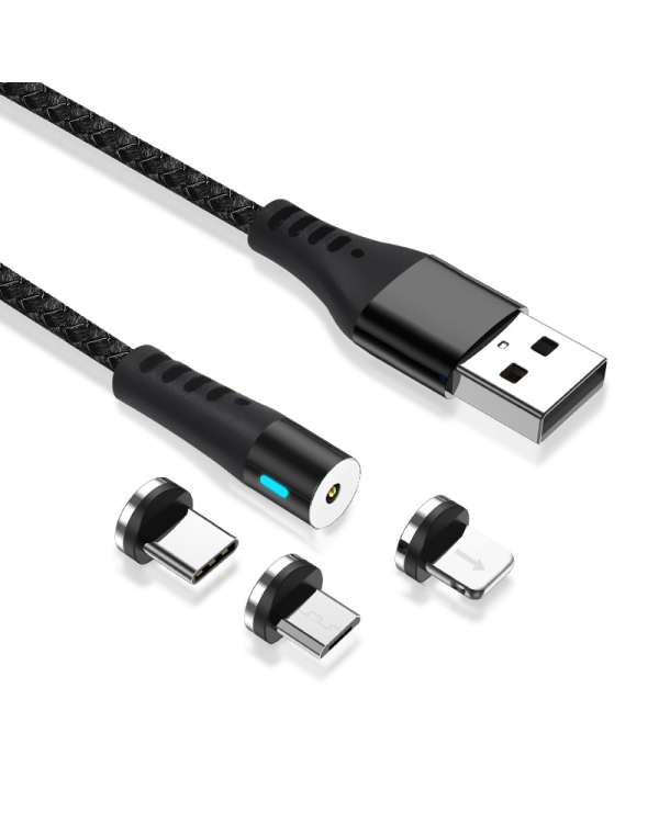 Дополнительное изображение книги «Maxlife MXUC-02 magnetic cable USB - Lightning + USB-C + microUSB 1,0 m 2A black nylon»