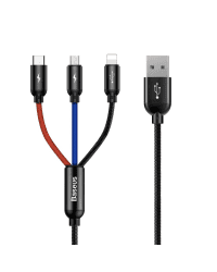 Baseus Three Primary Colors USB - micro USB / Lightning / USB-C Cable with Nylon Braid 3.5A 1,2M black (CAMLT-BSY01)