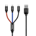 Обложка книги «Baseus Three Primary Colors USB - micro USB / Lightning / USB-C Cable with Nylon Braid 3.5A 1,2M black (CAMLT-BSY01)»