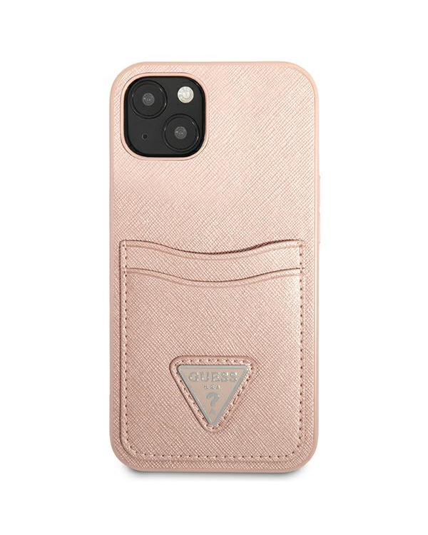 Guess Saffiano Double Card Case for iPhone 13 Pink
