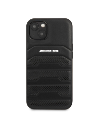 AMHCP13MGSEBK AMG Genuine Leather Perforated Hard Case for iPhone 13 Black