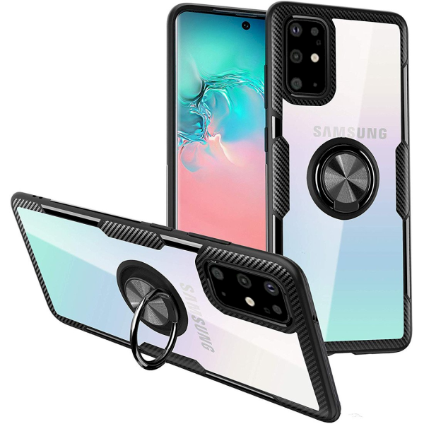 Fusion Carbon Ring Back Case Силиконовый чехол с магнитом для Samsung A715 Galaxy A71 Черный