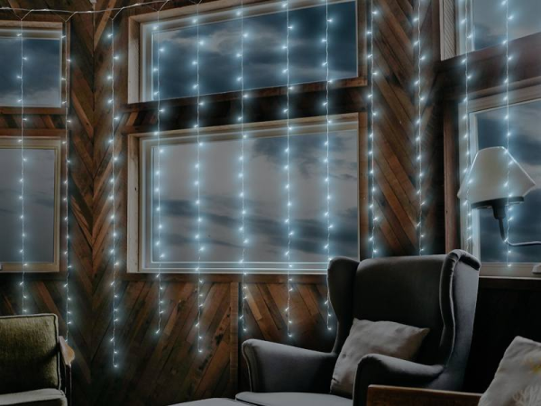 Световой занавес MOON 240 x LED, 3x2 м |8 функций| дистанционное управление | холодный белый свет.