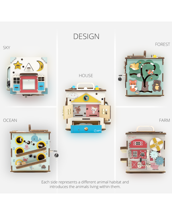 BusyBuddyToys - деревянный кубик для занятий с детьми (3+)