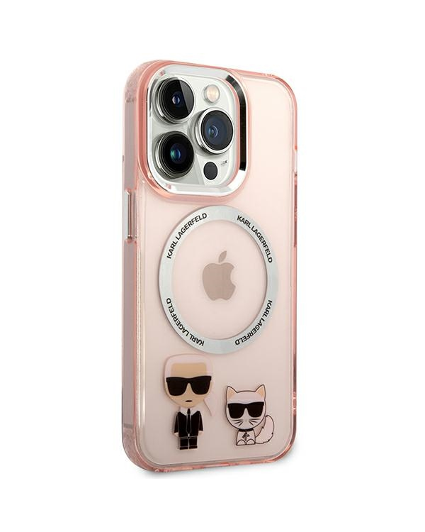 Karl Lagerfeld MagSafe Compatible Case Karl and Choupette for iPhone 14 Pro Pink