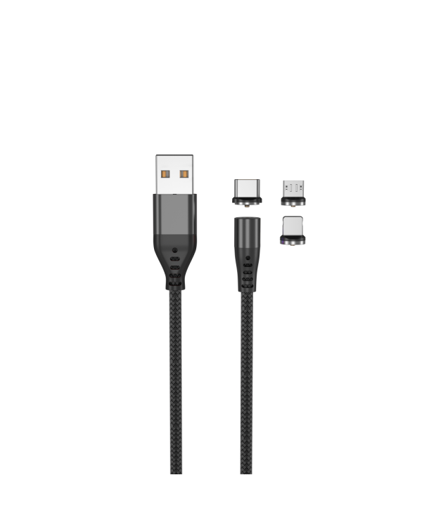 Дополнительное изображение книги «Maxlife MXUC-02 magnetic cable USB - Lightning + USB-C + microUSB 1,0 m 2A black nylon»