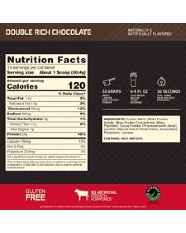 Optimum Nutrition Gold Standard 100% Whey сывороточный протеин - Двойной насыщенный шоколад 450 g