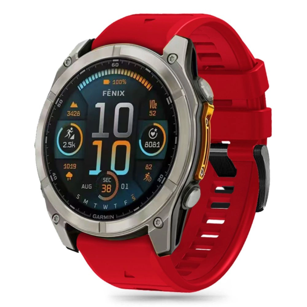 Tech-Protect Silicone Line Strap for Garmin Fenix 5X | 5X Plus | 6X | 6X Pro | 7X | 8 (51 mm) - Red