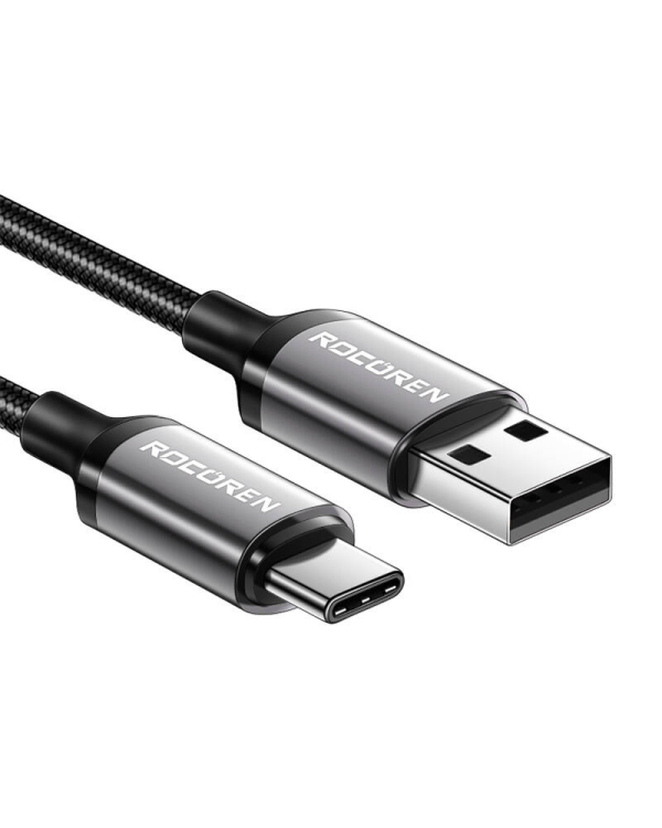 Кабель быстрой зарядки Rocoren USB-A to USB-C Retro Series 1m 3A (серый)