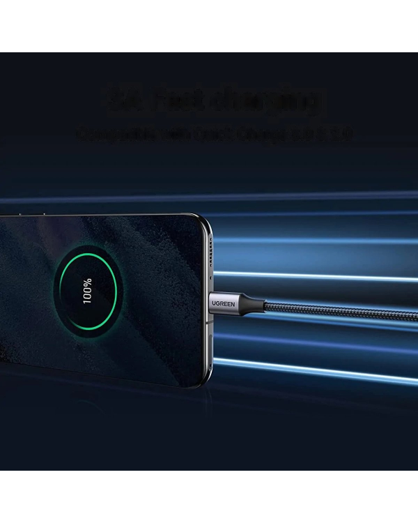 Дополнительное изображение книги «Ugreen US187 USB3.0 A|M to USB-C|M 2M Cable with Dark Gray Aluminum Sheath Black»