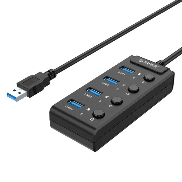 Обложка книги «Orico USB 3.0 Hub with switches, 5x USB (black)»