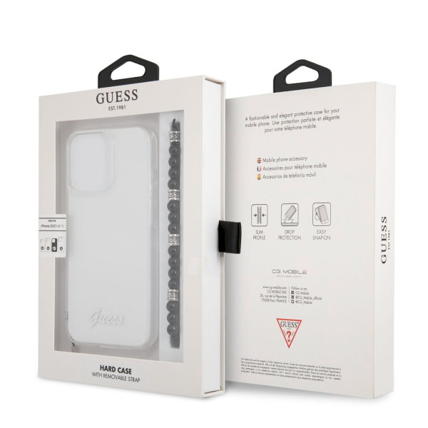 Обложка книги «GUHCP13LKPSBK Guess PC Script and Black Pearls Case for iPhone 13 Pro Transparent»