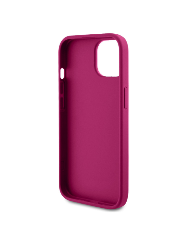Guess PU 4G Strass Metal Logo Case for iPhone 15 Pink