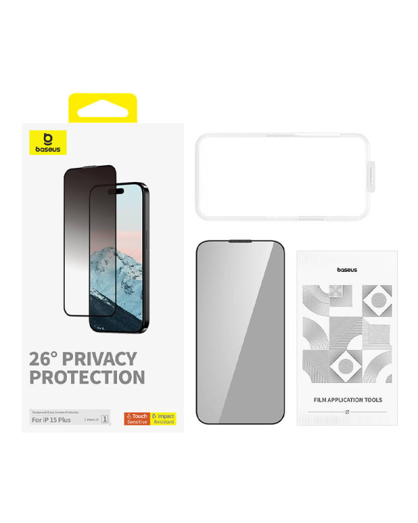 Дополнительное изображение книги «Privacy Protection Tempered Glass Baseus Diamond iPhone 15 Plus»