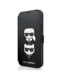 KLFLBKP12SSAKICKCBK Karl Lagerfeld Saffiano K&C Heads Book Case for iPhone 12 mini 5.4 Black
