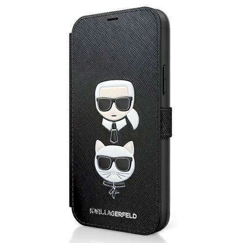 Обложка книги «KLFLBKP12SSAKICKCBK Karl Lagerfeld Saffiano K&C Heads Book Case for iPhone 12 mini 5.4 Black»