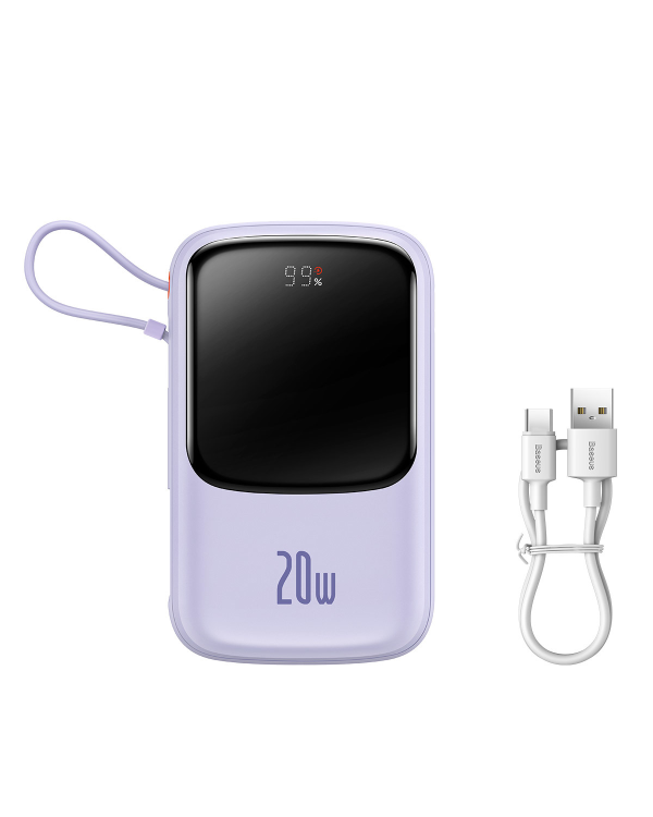 Baseus Qpow power bank 10000mAh built-in Lightning 20W Quick Charge cable SCP AFC FCP purple (PPQD020005)