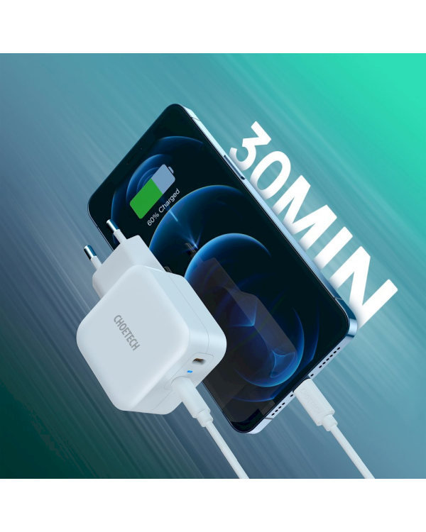 Choetech Fast Wall Charger 2x USB Type C Power Delivery 40W 3A white (PD6009-EU)