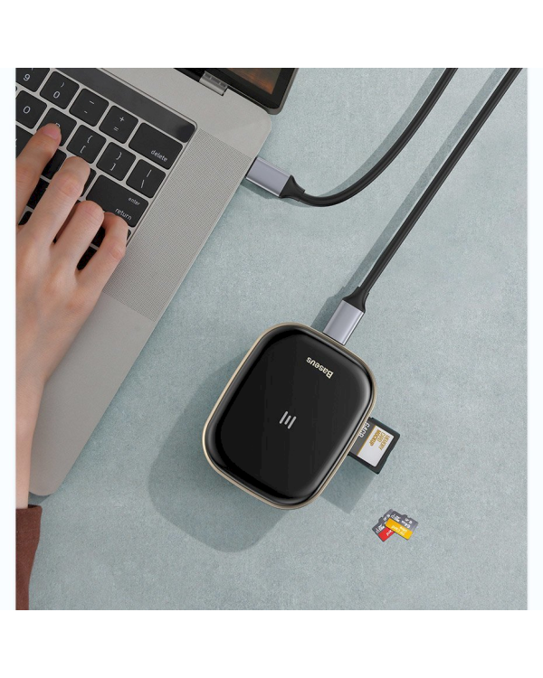 Baseus 6in1 USB Type C Multifunctional HUB, memory card reader, network adapter (USB 3.0, RJ45, HDMI, SD, micro SD) Power Delivery 60 W white (CAHUB-AU02)