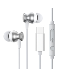 Joyroom EarBuds USB Headphones Type C with remote control and microphone silver (JR-EC04 Silver)