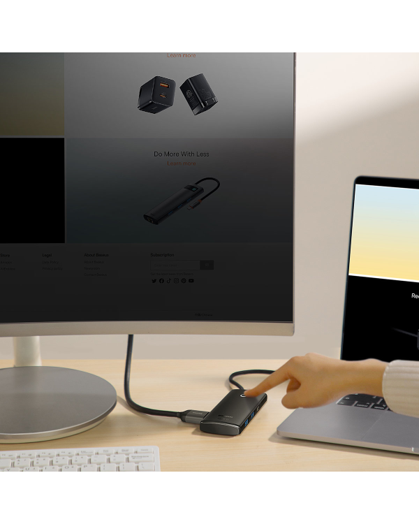 Дополнительное изображение книги «Baseus Lite Series Hub 6w1 USB-C to 2x USB 3.0 + USB-C + HDMI + SD|TF (black)»