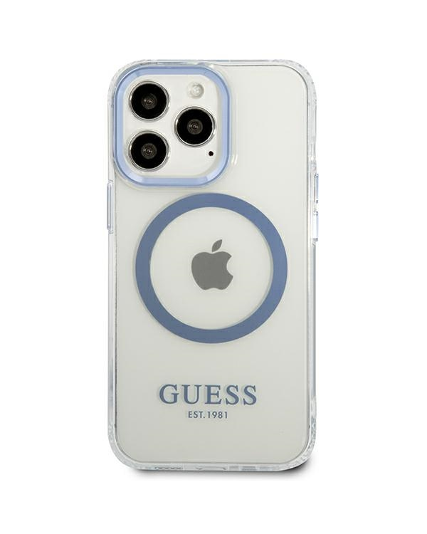 Guess GUHMP13XHTRMB iPhone 13 Pro Max 6,7" niebieski|blue hard case Metal Outline Magsafe