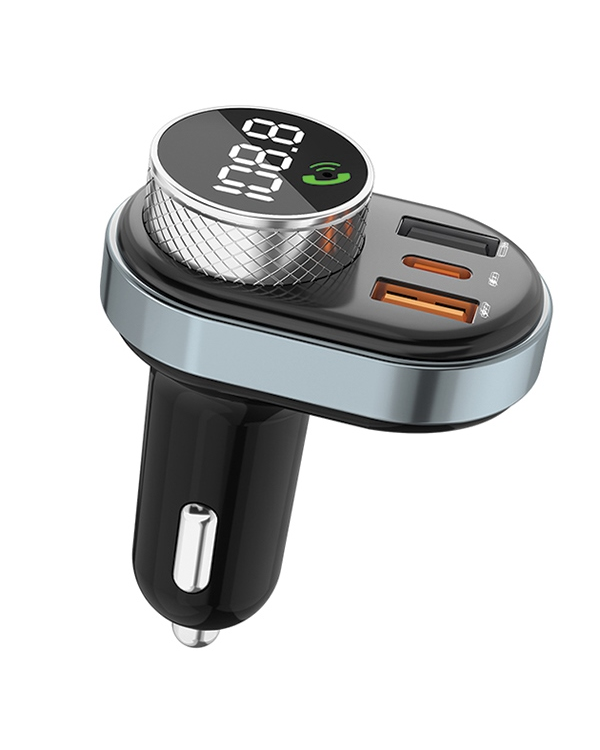 Автомобильное зарядное устройство AWEI C-843 с передатчиком FM, Bluetooth 5.0, MP3, 1xUSB+1xUSB-C |черный