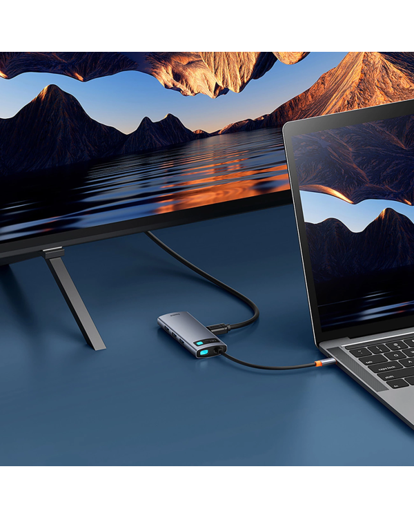 Baseus Metal Gleam 7in1 HDMI 4K 60Hz USB-C Hub | 3x USB 3.0 | USB-C PD | SD | microSD - Gray