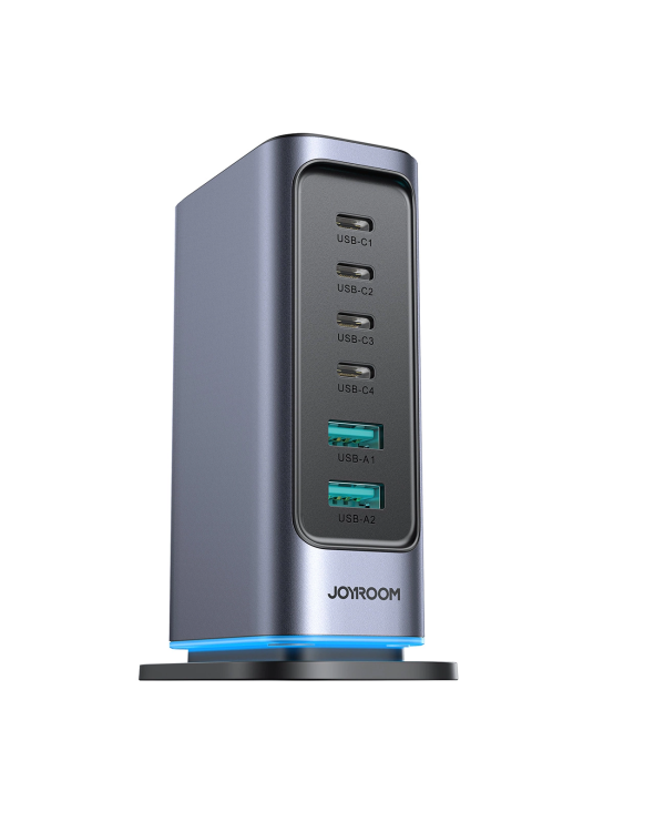 Joyroom JR-TCM02 многопортовое GaN зарядное устройство 65 Вт ЕС | 4x USB-C | 2x USB-A | серый