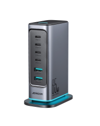 Joyroom JR-TCM02 многопортовое GaN зарядное устройство 65 Вт ЕС | 4x USB-C | 2x USB-A | серый