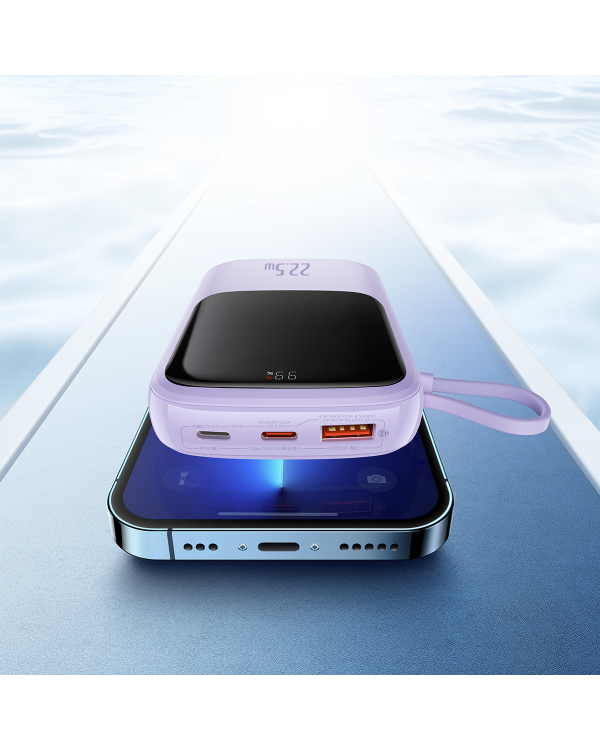 Baseus Qpow power bank 10000mAh built-in USB Type-C cable 22.5W Quick Charge SCP AFC FCP purple (PPQD020105)